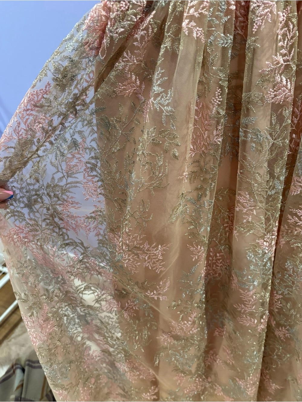 Xscape Blush Pink Lace Maxi Gown - Picture 3 of 6